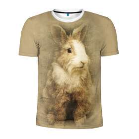 Мужская футболка 3D спортивная с принтом Кролик в Тюмени, 100% полиэстер с улучшенными характеристиками | приталенный силуэт, круглая горловина, широкие плечи, сужается к линии бедра | грызун | животные | заяц | кролик | мордочка | природа | пушистый | уши