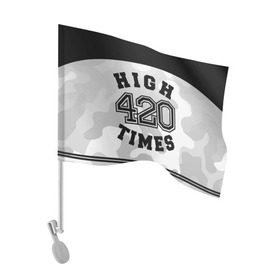 Флаг для автомобиля с принтом High Times 420 Camo в Тюмени, 100% полиэстер | Размер: 30*21 см | camouflage | камо | камуфляж