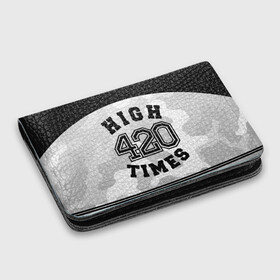 Картхолдер с принтом с принтом High Times 420 Camo в Тюмени, натуральная матовая кожа | размер 7,3 х 10 см; кардхолдер имеет 4 кармана для карт; | camouflage | камо | камуфляж
