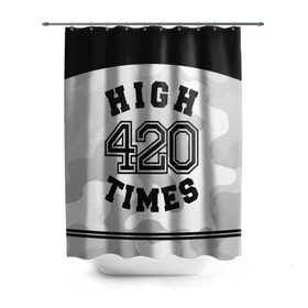 Штора 3D для ванной с принтом High Times 420 Camo в Тюмени, 100% полиэстер | плотность материала — 100 г/м2. Стандартный размер — 146 см х 180 см. По верхнему краю — пластиковые люверсы для креплений. В комплекте 10 пластиковых колец | camouflage | камо | камуфляж