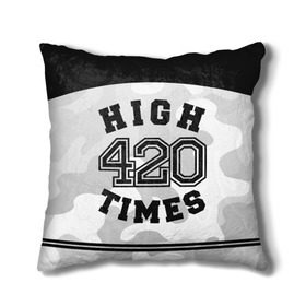 Подушка 3D с принтом High Times 420 Camo в Тюмени, наволочка – 100% полиэстер, наполнитель – холлофайбер (легкий наполнитель, не вызывает аллергию). | состоит из подушки и наволочки. Наволочка на молнии, легко снимается для стирки | camouflage | камо | камуфляж