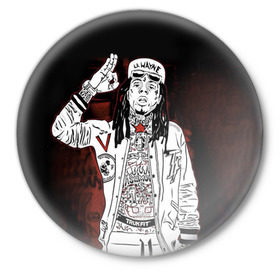 Значок с принтом Lil Wayne 3 в Тюмени,  металл | круглая форма, металлическая застежка в виде булавки | Тематика изображения на принте: lil wayne | rap | лил уэйн | рэп | хип хоп