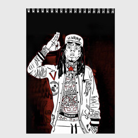 Скетчбук с принтом Lil Wayne 3 в Тюмени, 100% бумага
 | 48 листов, плотность листов — 100 г/м2, плотность картонной обложки — 250 г/м2. Листы скреплены сверху удобной пружинной спиралью | lil wayne | rap | лил уэйн | рэп | хип хоп