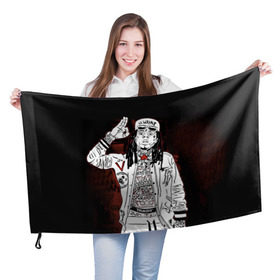 Флаг 3D с принтом Lil Wayne 3 в Тюмени, 100% полиэстер | плотность ткани — 95 г/м2, размер — 67 х 109 см. Принт наносится с одной стороны | lil wayne | rap | лил уэйн | рэп | хип хоп