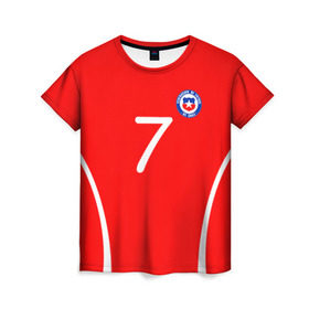 Женская футболка 3D с принтом Chile в Тюмени, 100% полиэфир ( синтетическое хлопкоподобное полотно) | прямой крой, круглый вырез горловины, длина до линии бедер | alexis | chile | санчес алексис | сборная чили | футбол