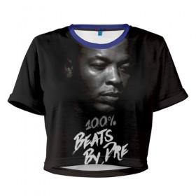 Женская футболка 3D укороченная с принтом Dr.Dre в Тюмени, 100% полиэстер | круглая горловина, длина футболки до линии талии, рукава с отворотами | dr. dre | rap | андре ромелл янг | джи фанк. | доктор дре | доктор дрэ | рэп