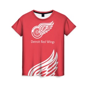 Женская футболка 3D с принтом Detroit Red Wings 2017 в Тюмени, 100% полиэфир ( синтетическое хлопкоподобное полотно) | прямой крой, круглый вырез горловины, длина до линии бедер | detroit red wings | nhl | спорт | хоккей