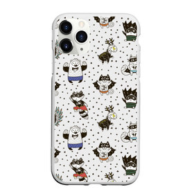 Чехол для iPhone 11 Pro матовый с принтом Лесные супергерои в Тюмени, Силикон |  | енот | лес | лис | лось | медведь | паттерн | сова