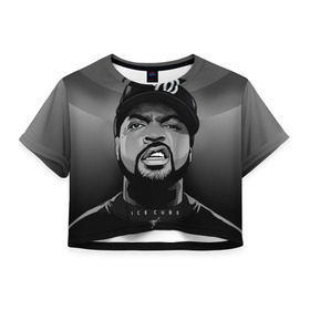 Женская футболка 3D укороченная с принтом Ice Cube 2 в Тюмени, 100% полиэстер | круглая горловина, длина футболки до линии талии, рукава с отворотами | ice cube | oshea jackson | rap | айс кьюб | гангста рэп | о’ши дже́ксон | рэп