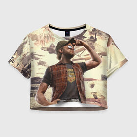 Женская футболка 3D укороченная с принтом Рэднэк в Тюмени, 100% полиэстер | круглая горловина, длина футболки до линии талии, рукава с отворотами | far cry | far cry 5 | фар край
