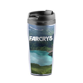 Термокружка-непроливайка с принтом Far Cry 5 в Тюмени, внутренняя часть — пищевой пластик, наружная часть — прозрачный пластик, между ними — полиграфическая вставка с рисунком | объем — 350 мл, герметичная крышка | far cry | far cry 5 | фар край