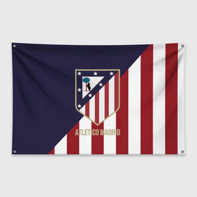 Флаг-баннер с принтом Атлетико Мадрид в Тюмени, 100% полиэстер | размер 67 х 109 см, плотность ткани — 95 г/м2; по краям флага есть четыре люверса для крепления | atletico madrid | football | spanish | атлетико мадрид | испанский | клуб | футбольный