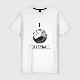 Мужская футболка премиум с принтом My volleyball в Тюмени, 92% хлопок, 8% лайкра | приталенный силуэт, круглый вырез ворота, длина до линии бедра, короткий рукав | ball | beach | game | gamer | i | love | player | volleybal | волейбол | волейболист | игра | игрок | пляжник | спорт | спортсмен
