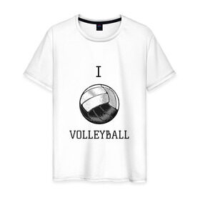 Мужская футболка хлопок с принтом My volleyball в Тюмени, 100% хлопок | прямой крой, круглый вырез горловины, длина до линии бедер, слегка спущенное плечо. | ball | beach | game | gamer | i | love | player | volleybal | волейбол | волейболист | игра | игрок | пляжник | спорт | спортсмен