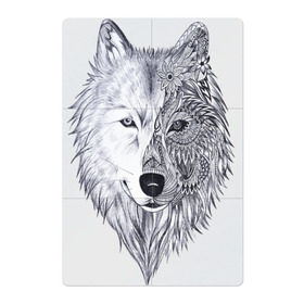 Магнитный плакат 2Х3 с принтом Рисованный волк в Тюмени, Полимерный материал с магнитным слоем | 6 деталей размером 9*9 см | Тематика изображения на принте: арт | волки | графика | животные | узор | хищники | черно белые