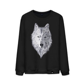 Мужской свитшот хлопок с принтом Рисованный волк в Тюмени, 100% хлопок |  | арт | волки | графика | животные | узор | хищники | черно белые