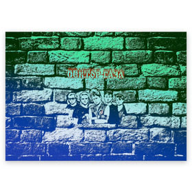 Поздравительная открытка с принтом Сектор Газа вырезан в стене в Тюмени, 100% бумага | плотность бумаги 280 г/м2, матовая, на обратной стороне линовка и место для марки
 | группа | клинских | колхозный | легенда | лицо | монумент | музыка | панк | песни | рисунок | рок | рок н ролл | русский | сектор газа | силуэт | солист | стена | хард | хой | юрий | юрка