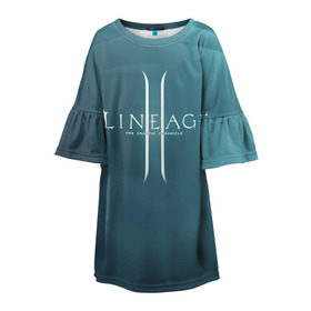 Детское платье 3D с принтом LineAge II в Тюмени, 100% полиэстер | прямой силуэт, чуть расширенный к низу. Круглая горловина, на рукавах — воланы | l2 | la 2 | lineage | lineage 2 | lineage ii | линейка