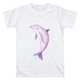 Мужская футболка хлопок с принтом Дельфин в Тюмени, 100% хлопок | прямой крой, круглый вырез горловины, длина до линии бедер, слегка спущенное плечо. | 