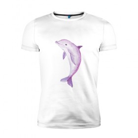 Мужская футболка премиум с принтом Дельфин в Тюмени, 92% хлопок, 8% лайкра | приталенный силуэт, круглый вырез ворота, длина до линии бедра, короткий рукав | 