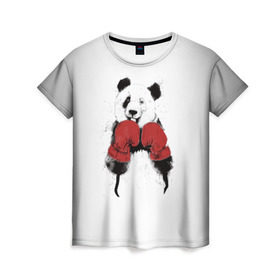 Женская футболка 3D с принтом Панда боксер в Тюмени, 100% полиэфир ( синтетическое хлопкоподобное полотно) | прямой крой, круглый вырез горловины, длина до линии бедер | Тематика изображения на принте: бамбук | бамбуковый медведь | бокс | боксерские | брызги | енот | животное | коала | красивый | красная книга | кунгфу | медведь | милый | мишка | очки | панда | перчатки | пот | прикол | прикольный
