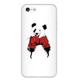 Чехол для iPhone 5/5S матовый с принтом Панда боксер в Тюмени, Силикон | Область печати: задняя сторона чехла, без боковых панелей | Тематика изображения на принте: бамбук | бамбуковый медведь | бокс | боксерские | брызги | енот | животное | коала | красивый | красная книга | кунгфу | медведь | милый | мишка | очки | панда | перчатки | пот | прикол | прикольный