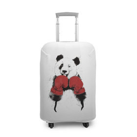 Чехол для чемодана 3D с принтом Панда боксер в Тюмени, 86% полиэфир, 14% спандекс | двустороннее нанесение принта, прорези для ручек и колес | Тематика изображения на принте: бамбук | бамбуковый медведь | бокс | боксерские | брызги | енот | животное | коала | красивый | красная книга | кунгфу | медведь | милый | мишка | очки | панда | перчатки | пот | прикол | прикольный