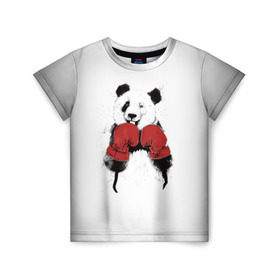 Детская футболка 3D с принтом Панда боксер в Тюмени, 100% гипоаллергенный полиэфир | прямой крой, круглый вырез горловины, длина до линии бедер, чуть спущенное плечо, ткань немного тянется | бамбук | бамбуковый медведь | бокс | боксерские | брызги | енот | животное | коала | красивый | красная книга | кунгфу | медведь | милый | мишка | очки | панда | перчатки | пот | прикол | прикольный
