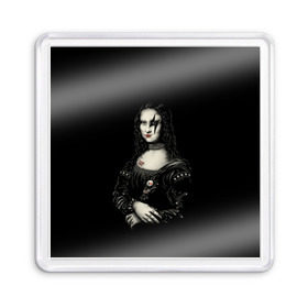 Магнит 55*55 с принтом Мона Лиза Kiss в Тюмени, Пластик | Размер: 65*65 мм; Размер печати: 55*55 мм | Тематика изображения на принте: джин симмонс | картина | пол стэнли | эйс фрейли