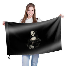 Флаг 3D с принтом Мона Лиза Kiss в Тюмени, 100% полиэстер | плотность ткани — 95 г/м2, размер — 67 х 109 см. Принт наносится с одной стороны | джин симмонс | картина | пол стэнли | эйс фрейли