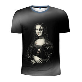 Мужская футболка 3D спортивная с принтом Мона Лиза Kiss в Тюмени, 100% полиэстер с улучшенными характеристиками | приталенный силуэт, круглая горловина, широкие плечи, сужается к линии бедра | джин симмонс | картина | пол стэнли | эйс фрейли