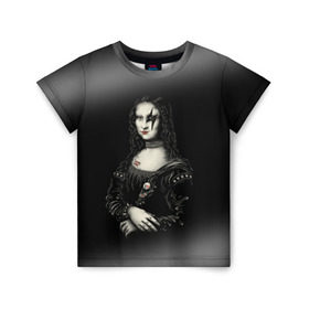 Детская футболка 3D с принтом Мона Лиза Kiss в Тюмени, 100% гипоаллергенный полиэфир | прямой крой, круглый вырез горловины, длина до линии бедер, чуть спущенное плечо, ткань немного тянется | Тематика изображения на принте: джин симмонс | картина | пол стэнли | эйс фрейли