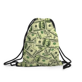 Рюкзак-мешок 3D с принтом Benjamin Franklin в Тюмени, 100% полиэстер | плотность ткани — 200 г/м2, размер — 35 х 45 см; лямки — толстые шнурки, застежка на шнуровке, без карманов и подкладки | 3d | benjamin franklin | америка | богатство | валюта | денежные купюры | деньги | доллар | зеленые | сша | текстуры