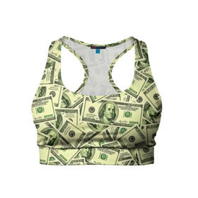 Женский спортивный топ 3D с принтом Benjamin Franklin в Тюмени, 82% полиэстер, 18% спандекс Ткань безопасна для здоровья, позволяет коже дышать, не мнется и не растягивается |  | 3d | benjamin franklin | америка | богатство | валюта | денежные купюры | деньги | доллар | зеленые | сша | текстуры