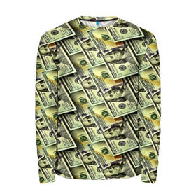 Мужской лонгслив 3D с принтом Деньги в Тюмени, 100% полиэстер | длинные рукава, круглый вырез горловины, полуприлегающий силуэт | 3d | benjamin franklin | америка | богатство | валюта | денежные купюры | деньги | доллар | зеленые | сша | текстуры