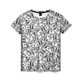Женская футболка 3D с принтом Benjamin Franklin $ в Тюмени, 100% полиэфир ( синтетическое хлопкоподобное полотно) | прямой крой, круглый вырез горловины, длина до линии бедер | 3d | benjamin franklin | америка | богатство | валюта | денежные купюры | деньги | доллар | зеленые | сша | текстуры