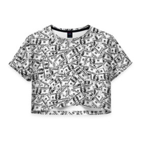 Женская футболка 3D укороченная с принтом Benjamin Franklin $ в Тюмени, 100% полиэстер | круглая горловина, длина футболки до линии талии, рукава с отворотами | 3d | benjamin franklin | америка | богатство | валюта | денежные купюры | деньги | доллар | зеленые | сша | текстуры