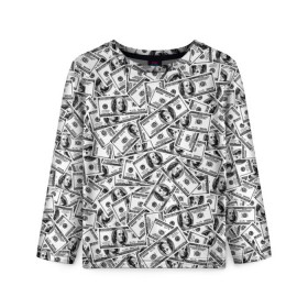 Детский лонгслив 3D с принтом Benjamin Franklin $ в Тюмени, 100% полиэстер | длинные рукава, круглый вырез горловины, полуприлегающий силуэт
 | 3d | benjamin franklin | америка | богатство | валюта | денежные купюры | деньги | доллар | зеленые | сша | текстуры