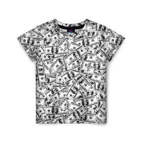 Детская футболка 3D с принтом Benjamin Franklin $ в Тюмени, 100% гипоаллергенный полиэфир | прямой крой, круглый вырез горловины, длина до линии бедер, чуть спущенное плечо, ткань немного тянется | Тематика изображения на принте: 3d | benjamin franklin | америка | богатство | валюта | денежные купюры | деньги | доллар | зеленые | сша | текстуры