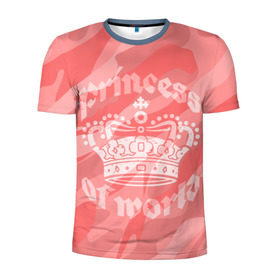 Мужская футболка 3D спортивная с принтом Принцесса #1 в Тюмени, 100% полиэстер с улучшенными характеристиками | приталенный силуэт, круглая горловина, широкие плечи, сужается к линии бедра | камо | камуфляж | королева | корона | номер | один | розовый
