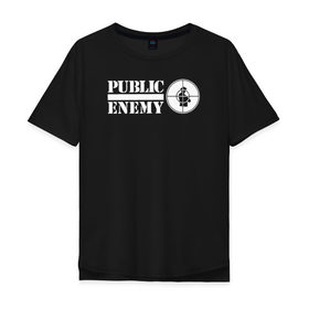 Мужская футболка хлопок Oversize с принтом Паблик Энеми в Тюмени, 100% хлопок | свободный крой, круглый ворот, “спинка” длиннее передней части | public enemy
