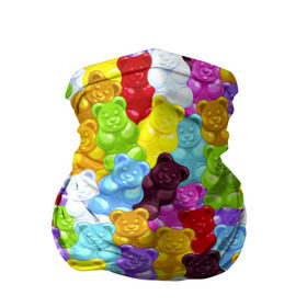 Бандана-труба 3D с принтом Мармелад мишки в Тюмени, 100% полиэстер, ткань с особыми свойствами — Activecool | плотность 150‒180 г/м2; хорошо тянется, но сохраняет форму | Тематика изображения на принте: медведь | сладкое