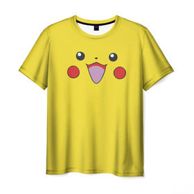 Мужская футболка 3D с принтом Pikachu в Тюмени, 100% полиэфир | прямой крой, круглый вырез горловины, длина до линии бедер | 