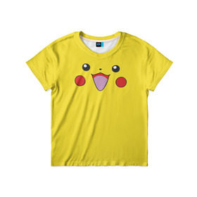 Детская футболка 3D с принтом Pikachu в Тюмени, 100% гипоаллергенный полиэфир | прямой крой, круглый вырез горловины, длина до линии бедер, чуть спущенное плечо, ткань немного тянется | 