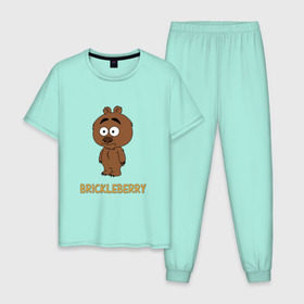 Мужская пижама хлопок с принтом Malloy (Brickleberry) в Тюмени, 100% хлопок | брюки и футболка прямого кроя, без карманов, на брюках мягкая резинка на поясе и по низу штанин
 | brickleberry | malloy