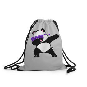 Рюкзак-мешок 3D с принтом Panda в Тюмени, 100% полиэстер | плотность ткани — 200 г/м2, размер — 35 х 45 см; лямки — толстые шнурки, застежка на шнуровке, без карманов и подкладки | Тематика изображения на принте: panda dab | животные | панда