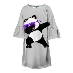 Детское платье 3D с принтом Panda в Тюмени, 100% полиэстер | прямой силуэт, чуть расширенный к низу. Круглая горловина, на рукавах — воланы | panda dab | животные | панда