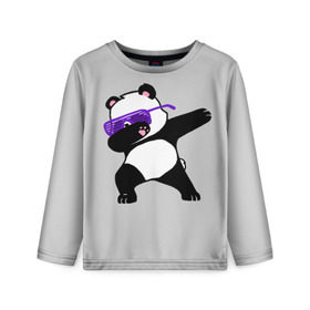 Детский лонгслив 3D с принтом Panda в Тюмени, 100% полиэстер | длинные рукава, круглый вырез горловины, полуприлегающий силуэт
 | Тематика изображения на принте: panda dab | животные | панда