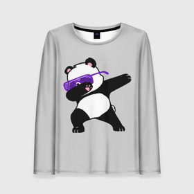 Женский лонгслив 3D с принтом Panda в Тюмени, 100% полиэстер | длинные рукава, круглый вырез горловины, полуприлегающий силуэт | panda dab | животные | панда