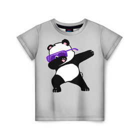 Детская футболка 3D с принтом Panda в Тюмени, 100% гипоаллергенный полиэфир | прямой крой, круглый вырез горловины, длина до линии бедер, чуть спущенное плечо, ткань немного тянется | panda dab | животные | панда